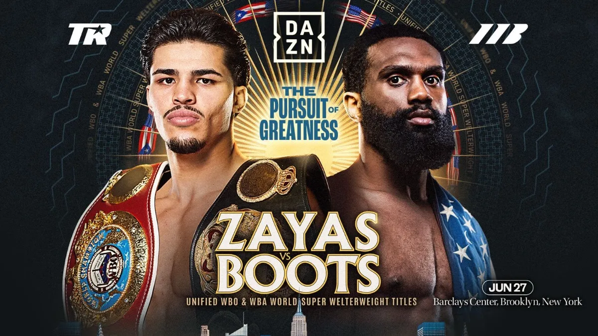 Xander Zayas vs Jaron 'Boots' Ennis — Unified WBO & WBA World Super Welterweight Titles · 27 Junio · Barclays Center, Brooklyn